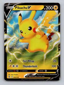 Pikachu V 086/264 Holo Rare Fusion Strike Sword Shield Pokemon Card - Image 1