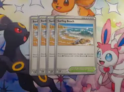 Surfing Beach 129/132 x4 - Mega Evolution - Pokemon TCG Playset - NM/M - Image 1