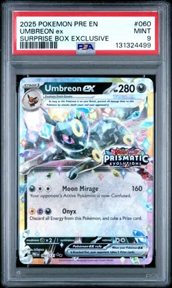 2025 POKEMON PRE EN-PRISMATIC EVOLUTIONS SURPRISE BOX EXCLUSIVE UMBREON EX PSA 9 - Image 1