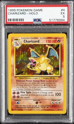 1999 POKEMON BASE SET UNLIMITED #4 CHARIZARD-HOLO PSA 5 - Image 1