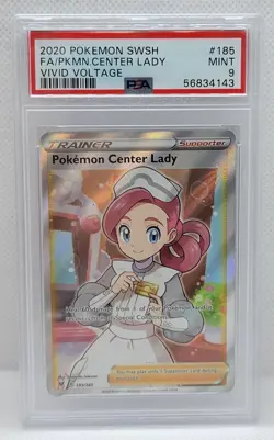 2020 Pokemon Vivid Voltage Full Art #185 - PSA MINT 9 - POKEMON CENTER LADY - Image 1