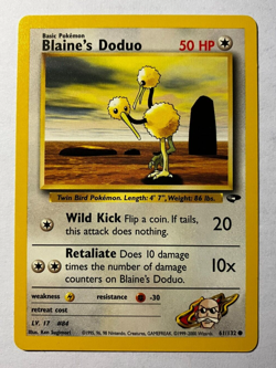Blaine's Doduo 61/132 Gym Challenge Pokemon Card NM Vintage - Image 1