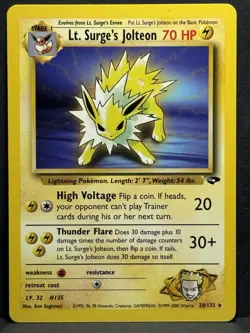 Pokemon TCG Lt. Surge's Jolteon Gym Challenge 28 Unlimited Rare Card NM - Image 1