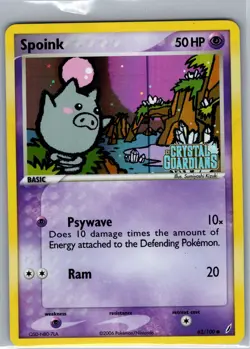 Spoink 62/100 Reverse Holo Stamp Crystal Guardians - Pokemon Card - NM - Image 1