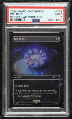 Marvel's Iron Man - Sol Ring Foil Magic: Secret Lair Drop Series PSA 9 MINT - Image 1