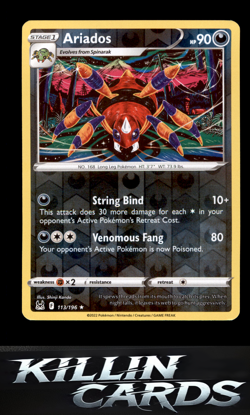 Reverse Holofoil Ariados 113/196 Pokemon Rare SWSH11: Lost Origin Card NM - Image 1