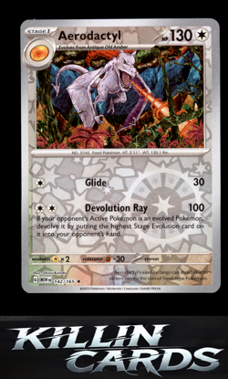 Reverse Holofoil Aerodactyl 142/165 Pokemon Rare SV: Scarlet & Violet 151 Card N - Image 1