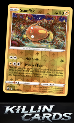 Reverse Holofoil Stunfisk 055/195 Pokemon Common SWSH12: Silver Tempest Card NM - Image 1