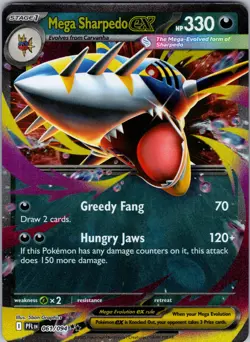 Mega Sharpedo ex - 061/094 ME02: Phantasmal Flames Holo Pokemon TCG NM - Image 1