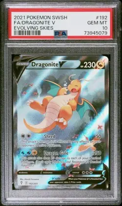 Pokemon 2021 Dragonite V 192/203 Alt Art Evolving Skies GEM MINT PSA 10 - Image 1