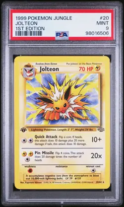 1999 POKEMON JUNGLE 1ST ED #20 JOLTEON PSA 9 - Image 1