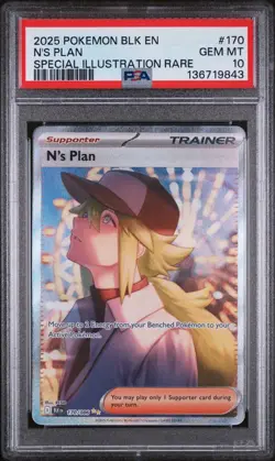 2025 POKEMON BLK EN-BLACK BOLT SPECIAL ILLUSTRATION RARE #170 N'S PLAN PSA 10 - Image 1