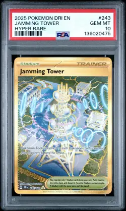 2025 POKEMON DRI EN-DESTINED RIVALS HYPER RARE #243 JAMMING TOWER PSA 10 - Image 1