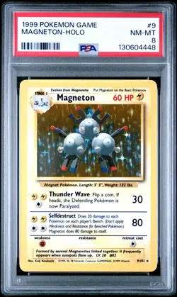 1999 POKEMON BASE SET UNLIMITED #9 MAGNETON-HOLO PSA 8 - Image 1