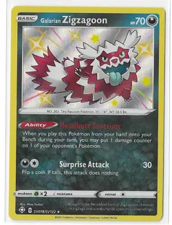 Galarian Zigzagoon - SV078/SV122 - Pokemon Shining Fates Sword Shield Shiny NM - Image 1