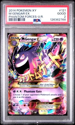 2014 POKEMON XY PHANTOM FORCES ULTRA RARE #121 M GENGAR EX PSA 2 - Image 1