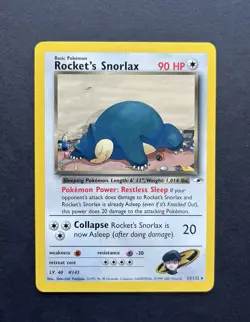 Pokemon TCG Rockets Snorlax 33/132 Gym Heroes Unlimited - Nm/Lp - Image 1