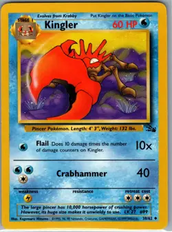 Kingler 38/62 Non Holo Fossil - Pokemon Card - NM - Image 1