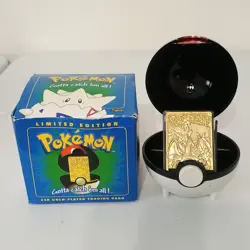 1999 23K Gold Plated Togepi Burger King Pokemon Card & Pokeball READ - Image 1