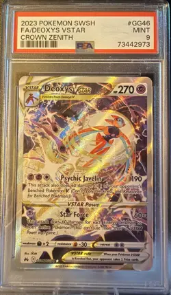 PSA 9 Deoxys VSTAR GG46/GG70 Crown Zenith: Galarian Gallery Holo Pokemon Card - Image 1