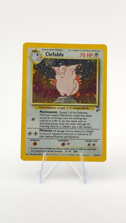 2000 Pokemon CLEFABLE Base Set 2 HOLO Foil Rare Card 5/130 2nd Edition - Image 1