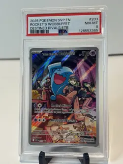 Team Rocket's Wobbuffet 203 Sv: Scarlet & Violet Promo Cards Holo PSA 8 - Image 1