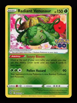 Radiant Venusaur 004/078 Radiant Rare Pokemon GO Pokemon Card - Image 1