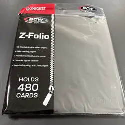 BCW Z-Folio 12 Pocket 480 Cards Black Leatherette Trading Card Binder Album - Image 1