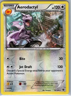 Aerodactyl 76/124 Reverse Holo XY - Fates Collide - Pokemon Card - NM - Image 1