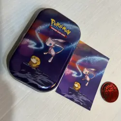 Lot of 2 Pokemon TCG Card Tins Art Card Metallic Coin Mew Dragonite/82c - Image 3
