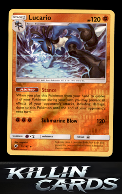 Reverse Holofoil Lucario 71/147 Holo Rare SM - Burning Shadows Pokemon Card NM - Image 1