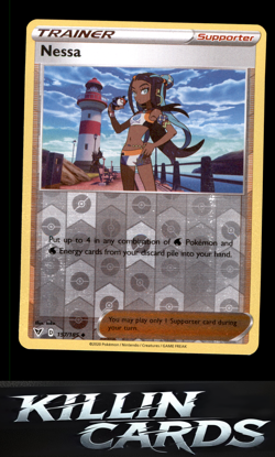 Reverse Holofoil Nessa 157/185 Pokemon Uncommon SWSH04: Vivid Voltage Card NM - Image 1
