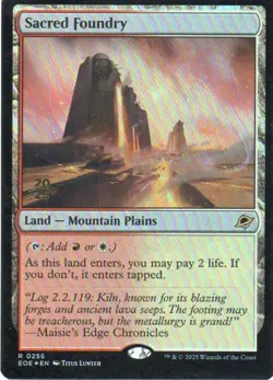 MTG: Edge of Eternities: Prerelease Foil Sacred Foundry: LP Condition - Image 1