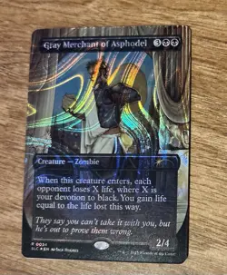 Grey Merchant of Asphodel Halo Foil Secret Lair Encyclopedia Magic Mtg - Image 1