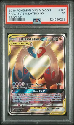 2019 Pokemon Sun & Moon Team Up 170/181 Latias & Latios GX Alternate Art PSA 1 - Image 2