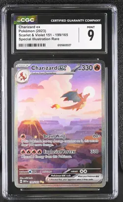 2023 Pokemon Charizard ex 199/165 Scarlet & Violet 151 Holo SIR CGC 9 - Image 1