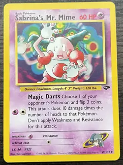 Sabrina's Mr. Mime 59/132 Pokemon TCG WOTC Gym Challenge Common Lightly Played - Image 1