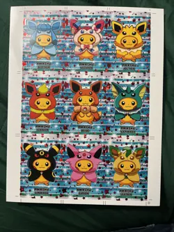 Red Star Pokemon Eevee Poncho Pikachu Full Uncut Sheet (Comes With Full Set) - Image 1