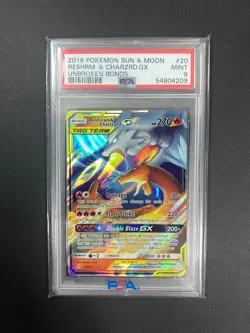 Pokemon Unbroken Bonds Reshiram & Charizard GX #20/214 Psa 9 - Image 1