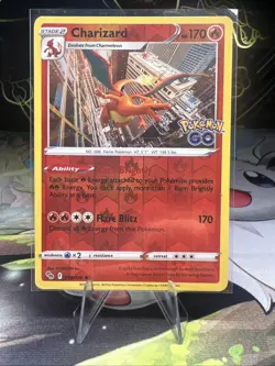 Pokemon TCG Charizard Pokemon GO 010/078 Reverse Holo Rare - Image 1