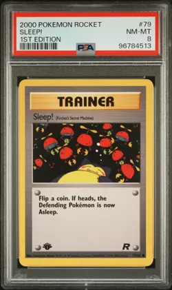 2000 POKEMON ROCKET 1ST ED #79 SLEEP! PSA 8 - Image 1
