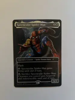 Spider-Man Magic the Gathering foil promo card Battle Damaged Spider-man - Image 1