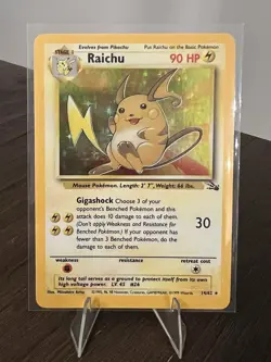 Pokemon TCG Raichu Fossil Holo Card 14/62 Unlimited Rare MP - Image 1
