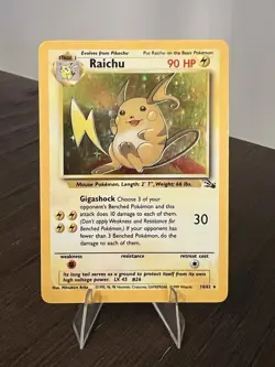 Pokemon TCG Raichu Fossil Holo Card 14/62 Unlimited Rare MP - Image 4