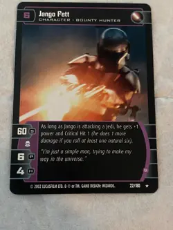 2002 Star Wars TCG WOTC JANGO FETT (B) Rare Card LP - Image 1
