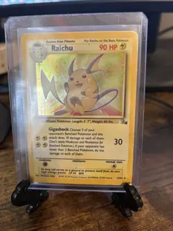 Pokemon Fossil Damaged Raichu Holo Rare Card 14/62 Unlimited Edition - Image 1