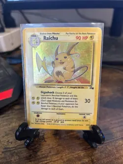 Pokemon Fossil Damaged Raichu Holo Rare Card 14/62 Unlimited Edition - Image 3
