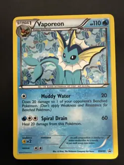 Pokemon Vaporeon TCG Black White Holo Promo Card BW89 - Image 1