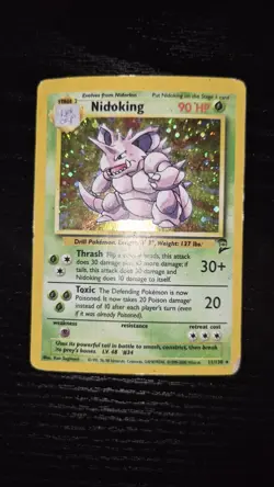 Pokemon TCG WOTC Nidoking Holo Rare Card 11/130 Centering Error DMG Damaged - Image 1