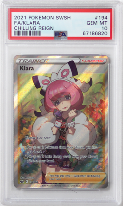 2021 Pokemon SWSH Chilling Reign # 194 Full Art Klara PSA 10 Card! GEM MINT! - Image 1